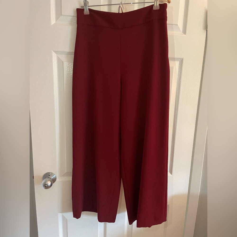 Burgundy Color Wide Leg Cropped pants